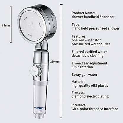 High pressure filtered shower head with installation guide